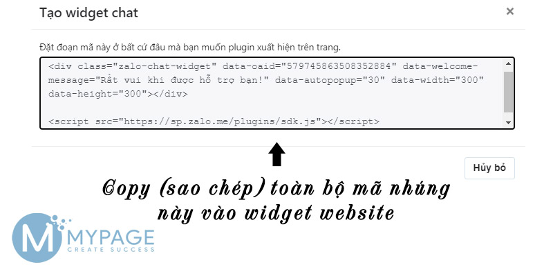 Đoạn mã code nhúng zalo oa vào website