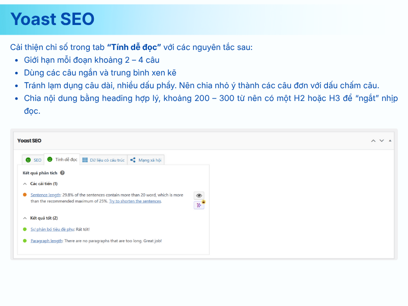 Tối ưu tab “Tính dễ đọc” để bài viết thân thiện với người dùng